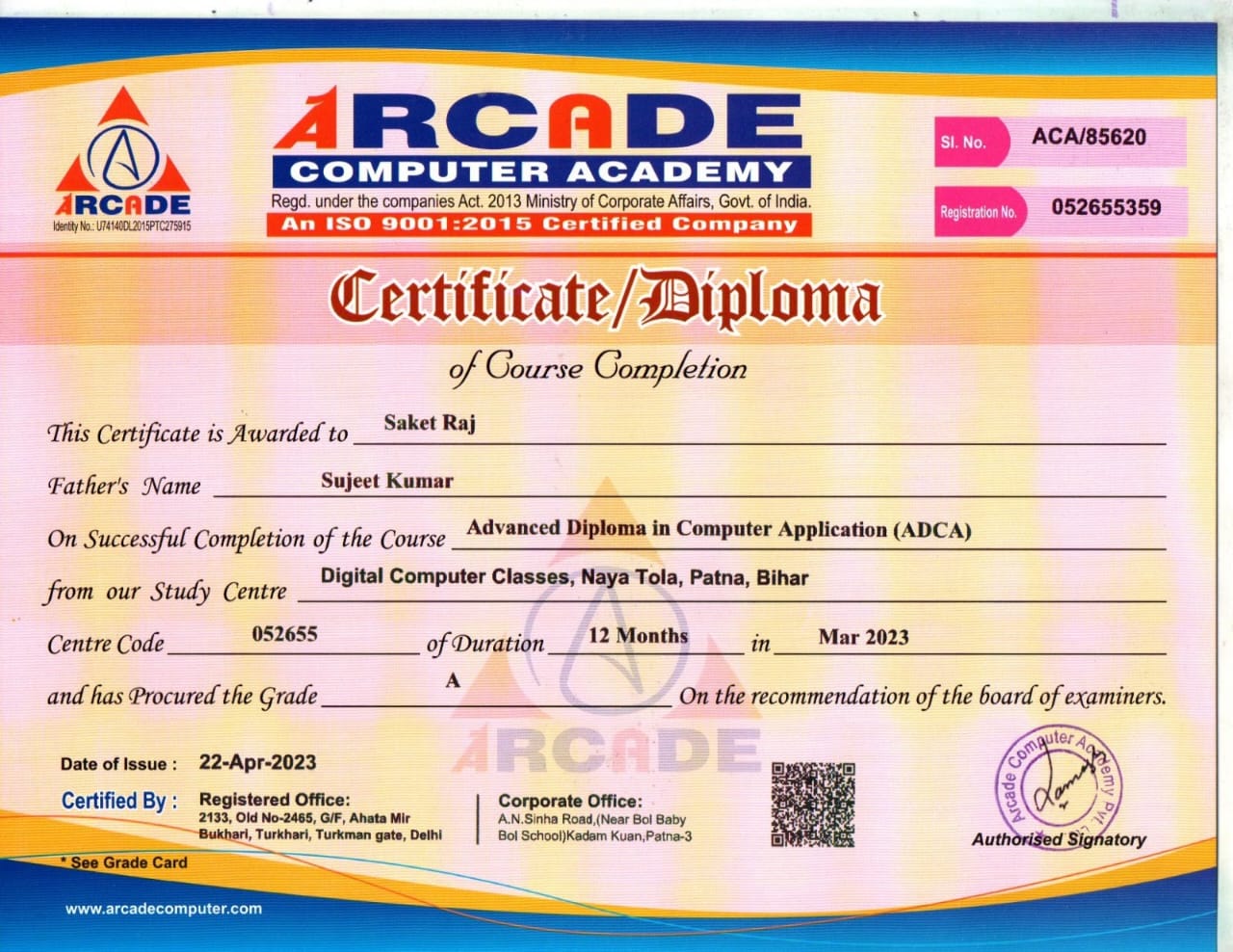 ADCA Certificate 1